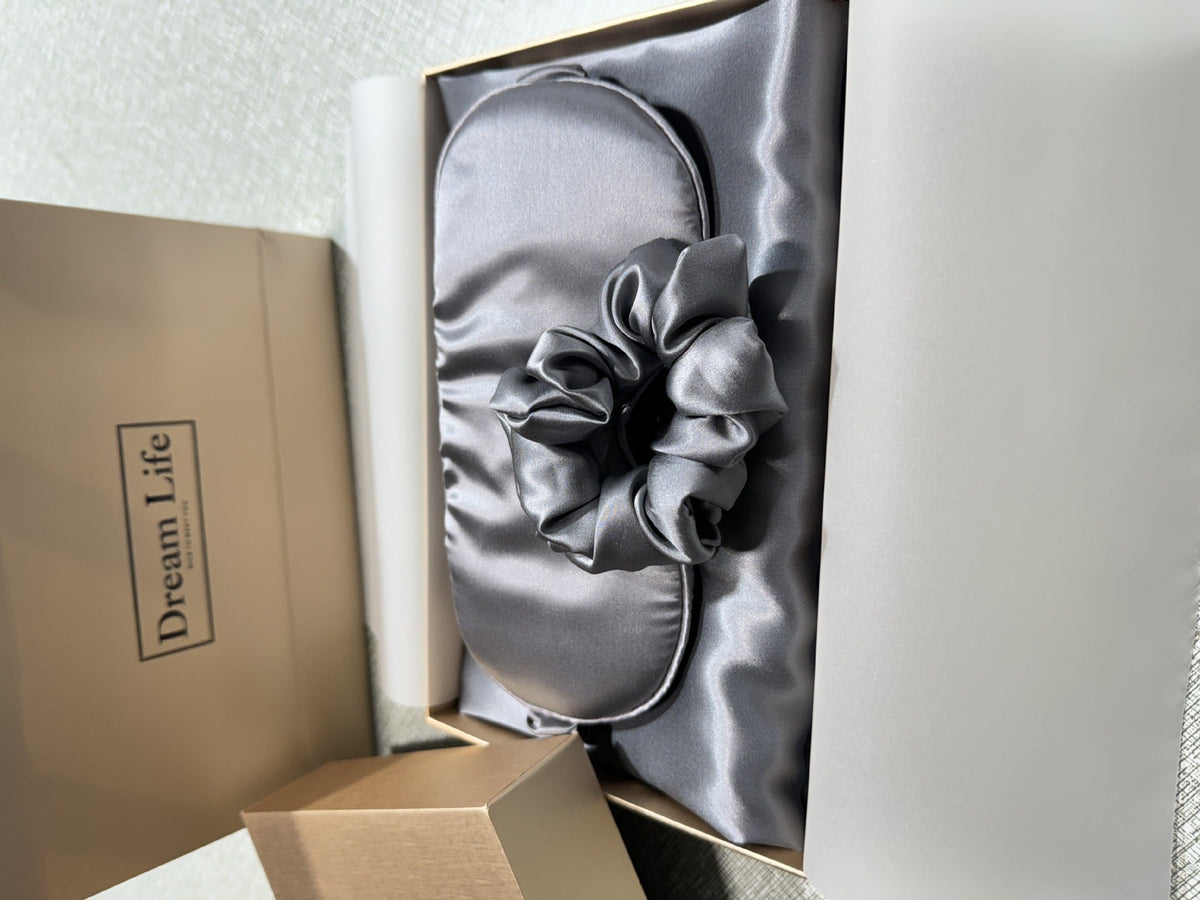 Mulberry Silk Sleep Set — Pillowcase, Eye Mask & Scrunchie Gift 13