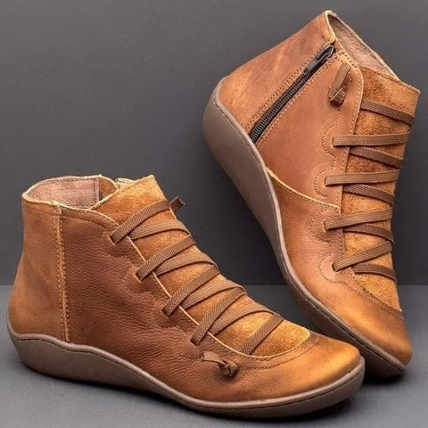 Women's Leather-Look Barefoot Flat Sole Ankle Boots 2