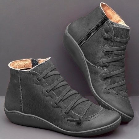 Women's Leather-Look Barefoot Flat Sole Ankle Boots 4