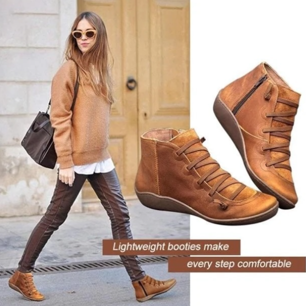 Women's Leather-Look Barefoot Flat Sole Ankle Boots 9