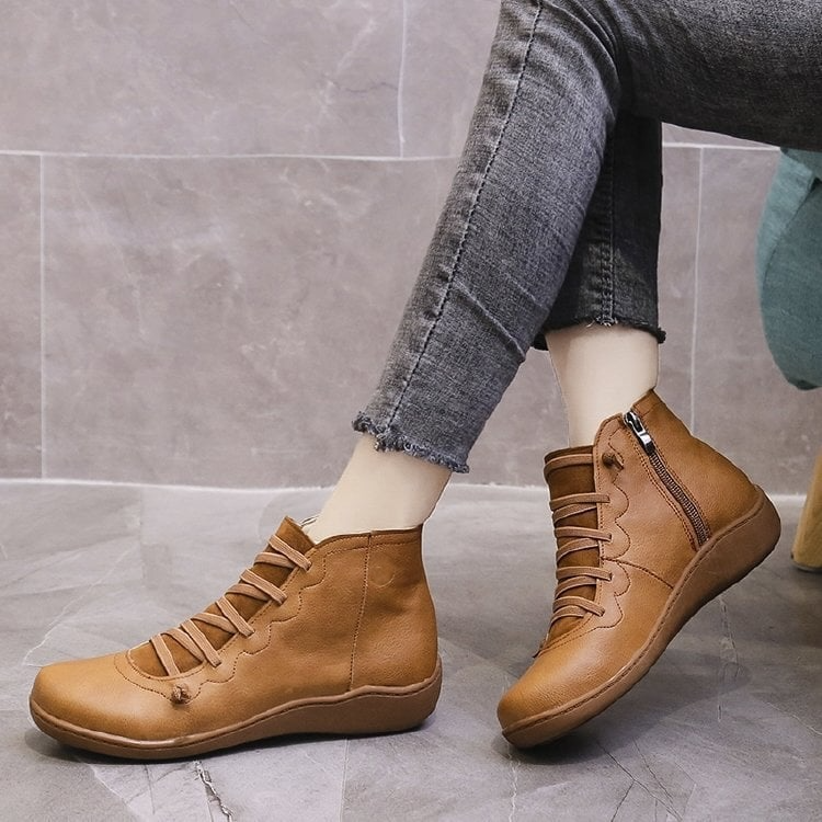 Women's Leather-Look Barefoot Flat Sole Ankle Boots 12