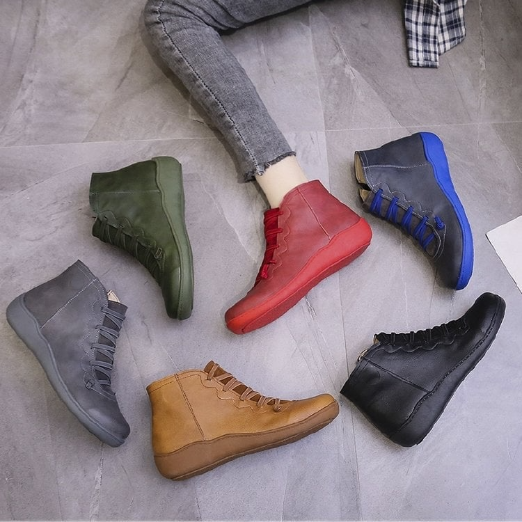 Women's Leather-Look Barefoot Flat Sole Ankle Boots 15