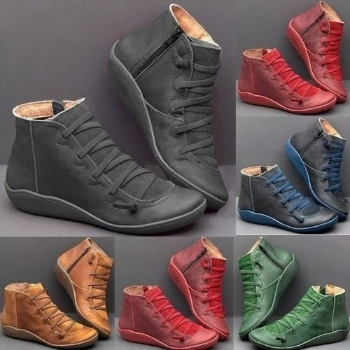 Women's Leather-Look Barefoot Flat Sole Ankle Boots 16