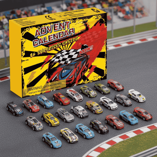 Christmas Advent Calendar with 24 Mini Race Cars for Kids 1