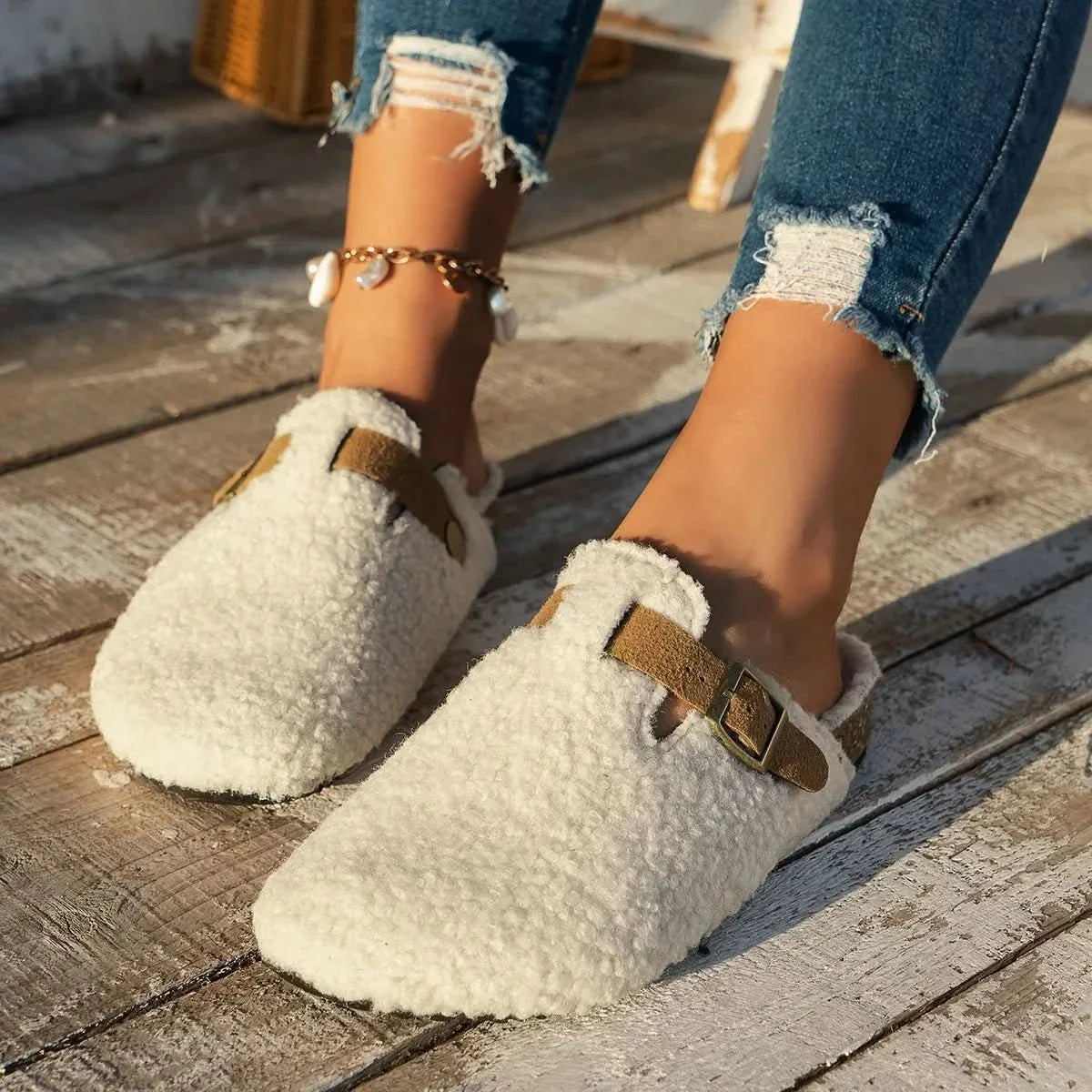 Sheepskin Mule Slippers — Wool Lined Anti-Slip Winter Shoe 2