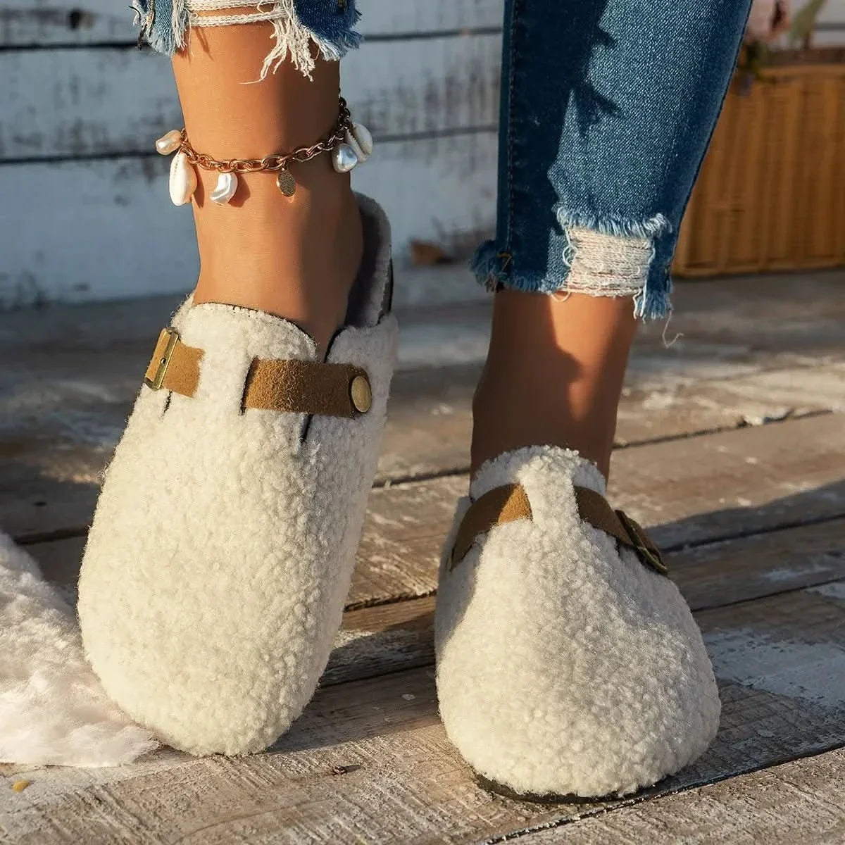 Sheepskin Mule Slippers — Wool Lined Anti-Slip Winter Shoe 1
