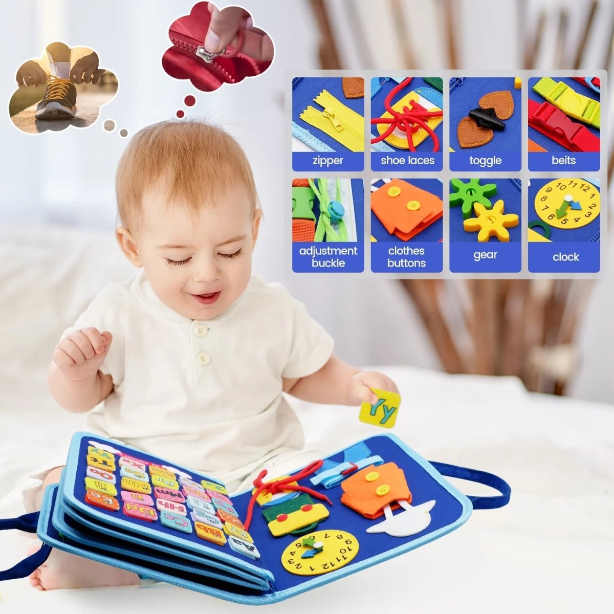 Montessori Toys Wooden Activity Board — 15 Sensory Activities 5