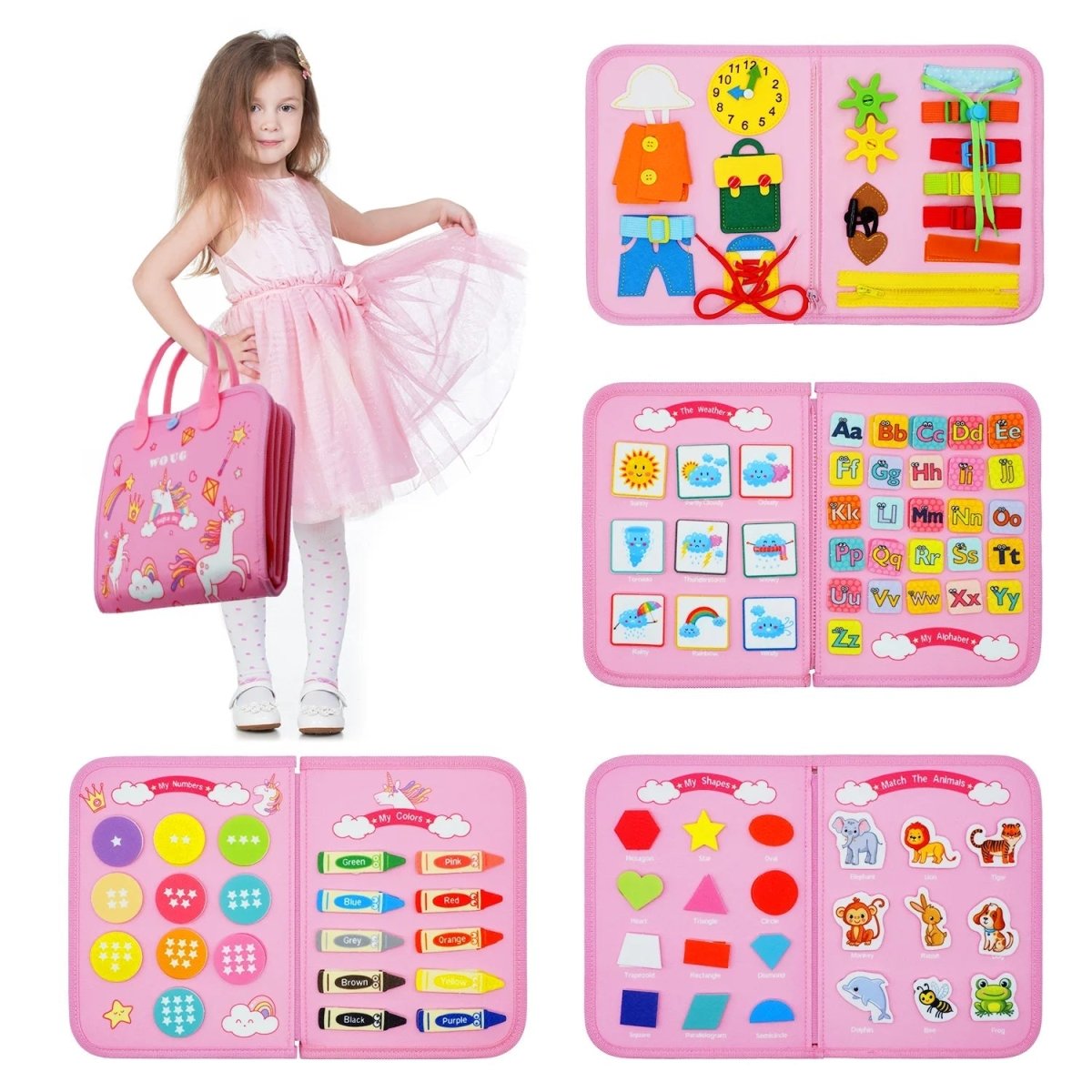 Montessori Toys Wooden Activity Board — 15 Sensory Activities 11