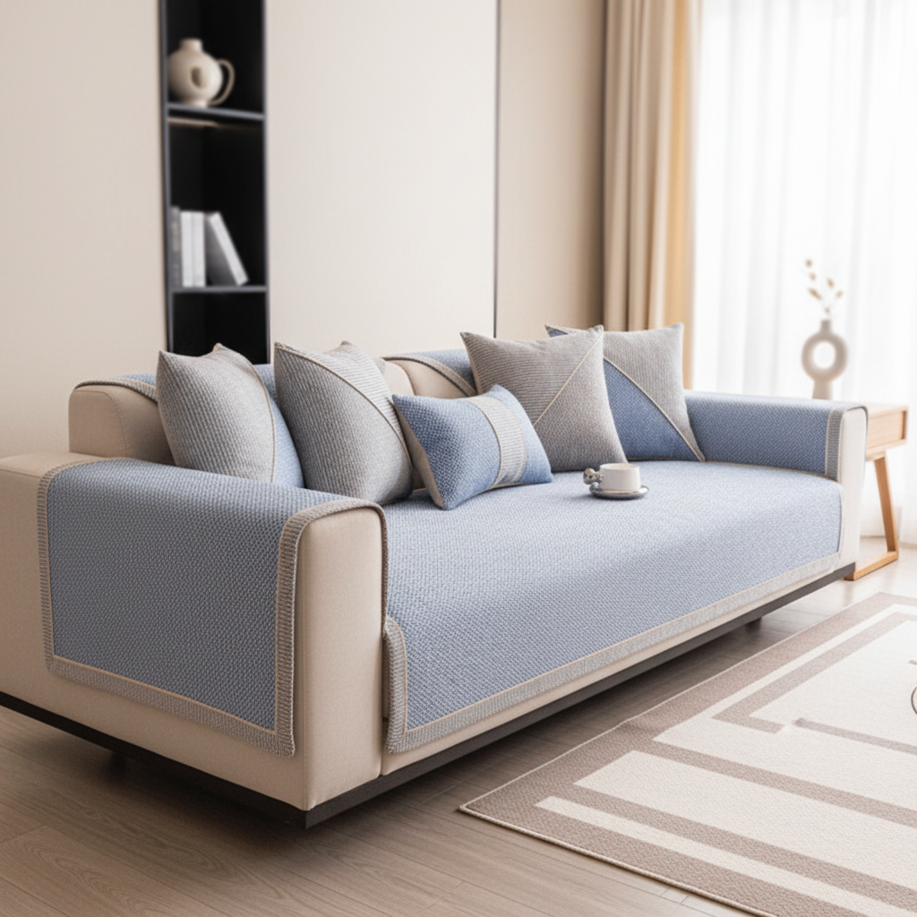 Non-Slip Cotton-Linen Sofa Throw — All-Season Cover 9