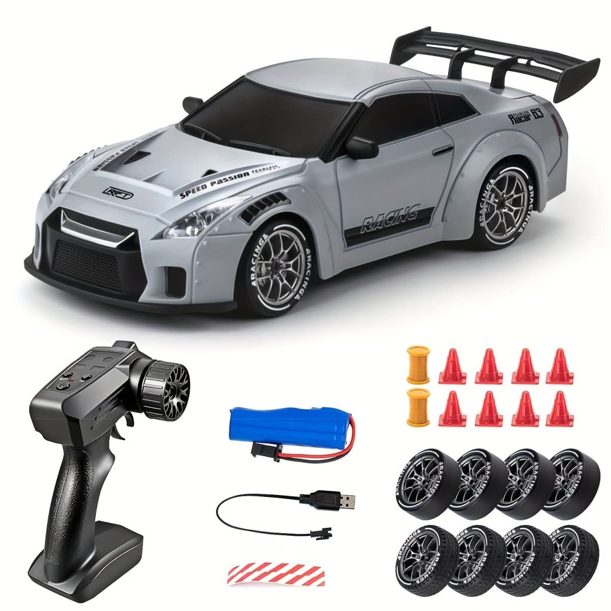 RC Car 1:24 Scale Drift Racer with LED Wheels & 4WD 8