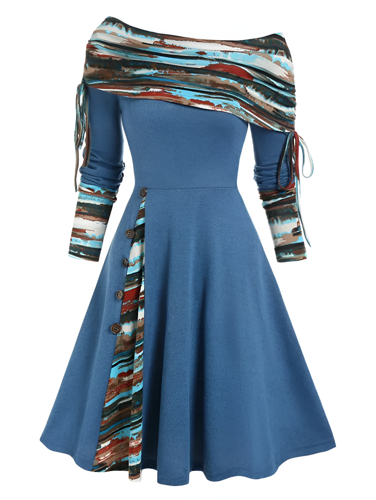 Women's Off-Shoulder Fitted Midi Dress — Bardot Style 12