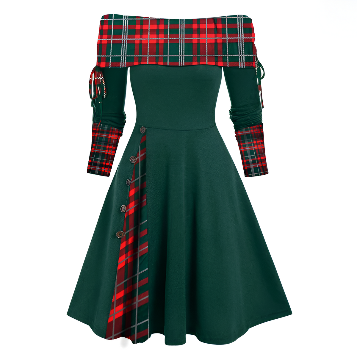 Women's Off-Shoulder Fitted Midi Dress — Bardot Style 2
