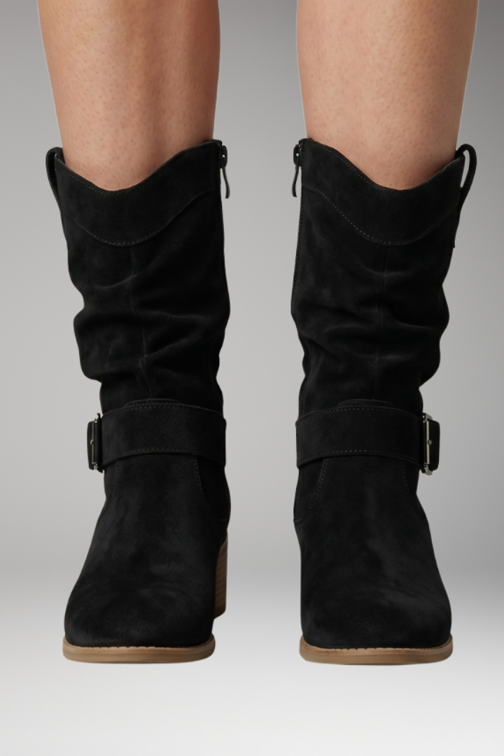 Women's Suede-Look Slouchy Ankle Boots — Side Zip & Orthopaedic Footbed 8