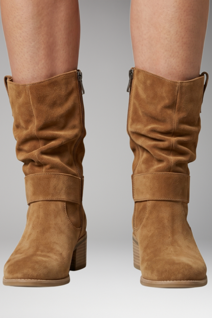 Women's Suede-Look Slouchy Ankle Boots — Side Zip & Orthopaedic Footbed 4