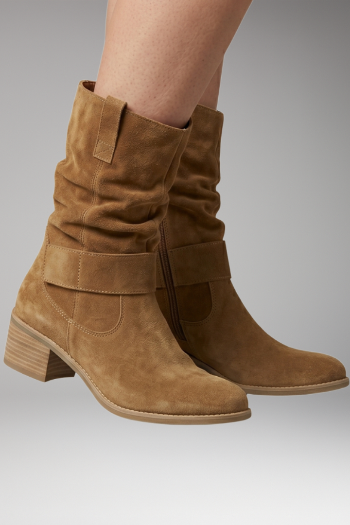 Women's Suede-Look Slouchy Ankle Boots — Side Zip & Orthopaedic Footbed 5