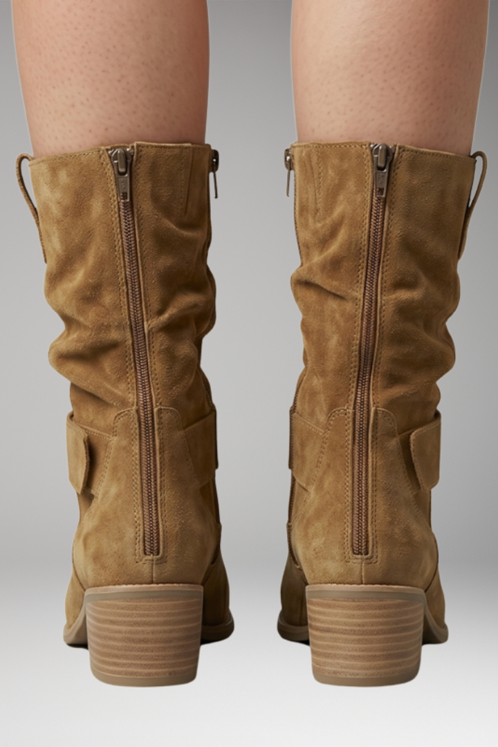 Women's Suede-Look Slouchy Ankle Boots — Side Zip & Orthopaedic Footbed 6