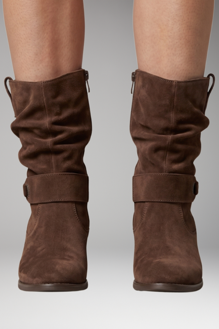 Women's Suede-Look Slouchy Ankle Boots — Side Zip & Orthopaedic Footbed 9