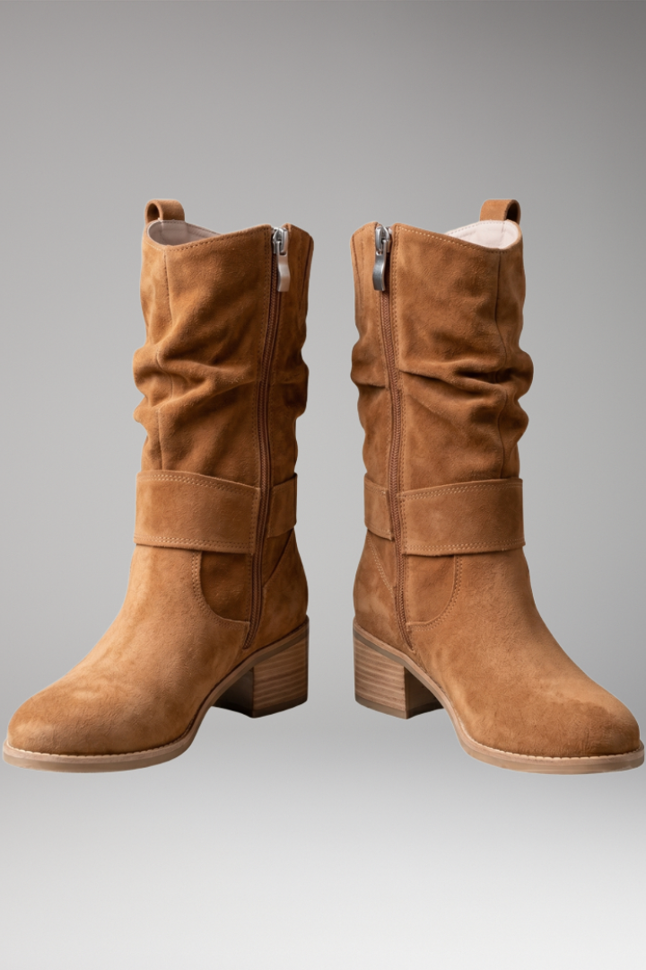 Women's Suede-Look Slouchy Ankle Boots — Side Zip & Orthopaedic Footbed 2