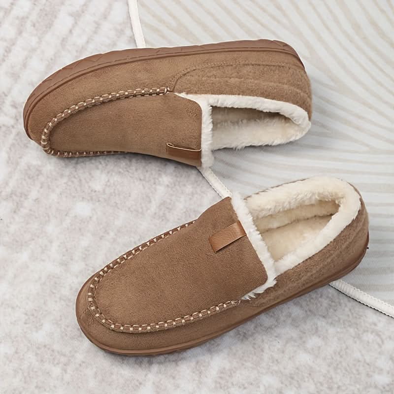 Men's Synthetic Wool Slip-On Loafer — Warm Indoor House Shoe 11