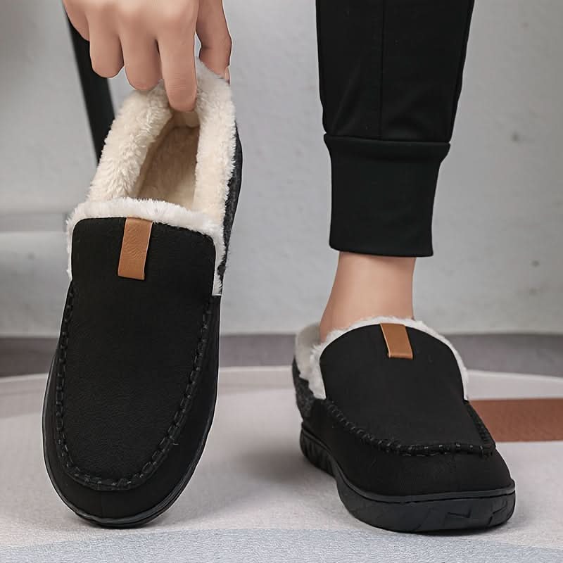 Men's Synthetic Wool Slip-On Loafer — Warm Indoor House Shoe 6