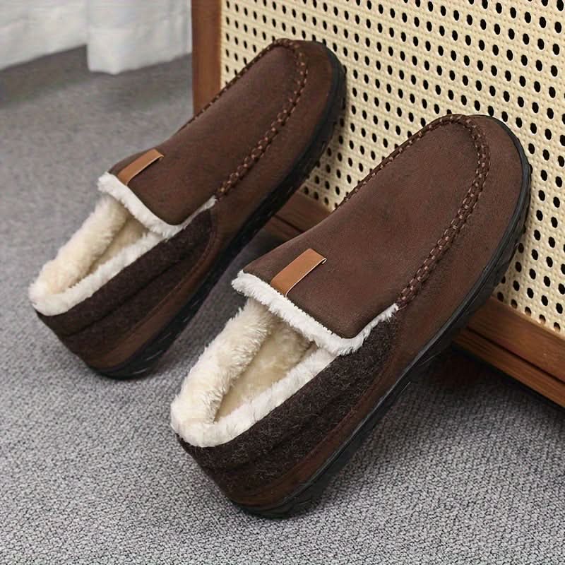 Men's Synthetic Wool Slip-On Loafer — Warm Indoor House Shoe 7