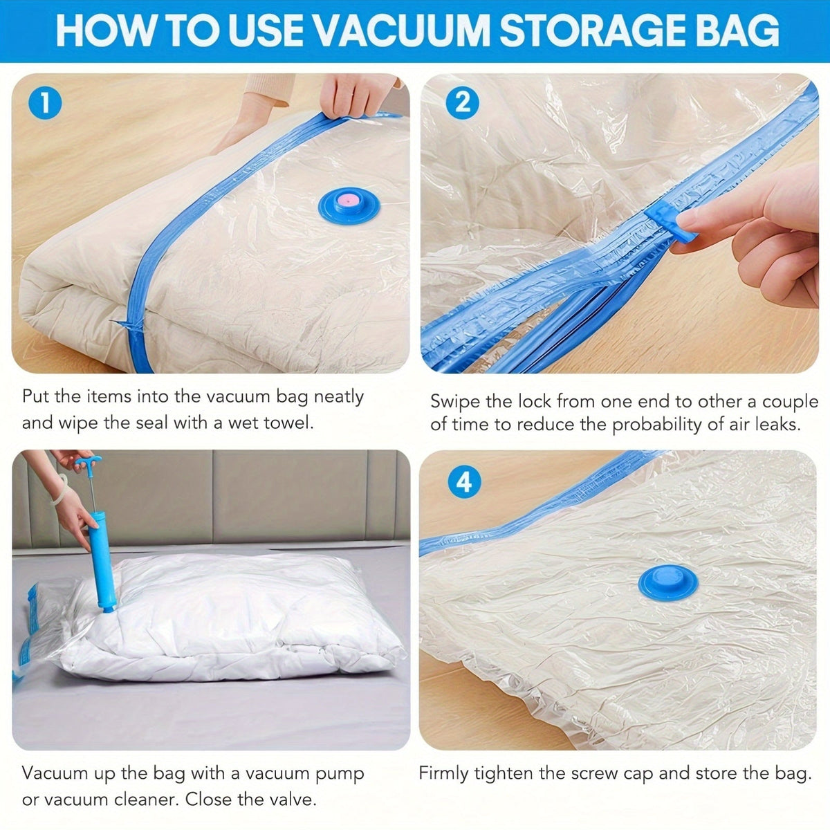 Extra Large Vacuum Storage Bags — Reusable Space-Saving Set 9