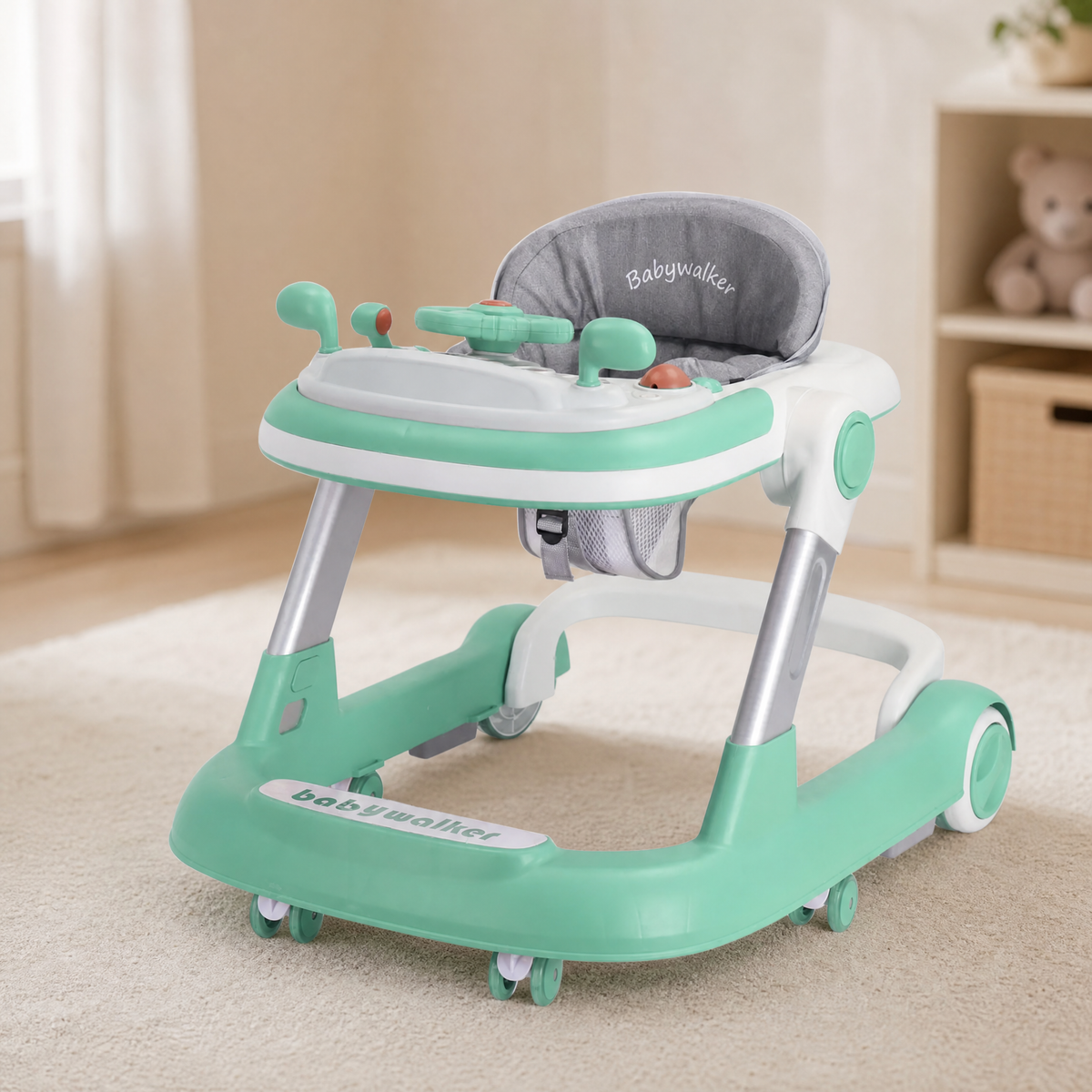 Baby Walker 2-in-1 with Musical Tray & 360° Wheels 9