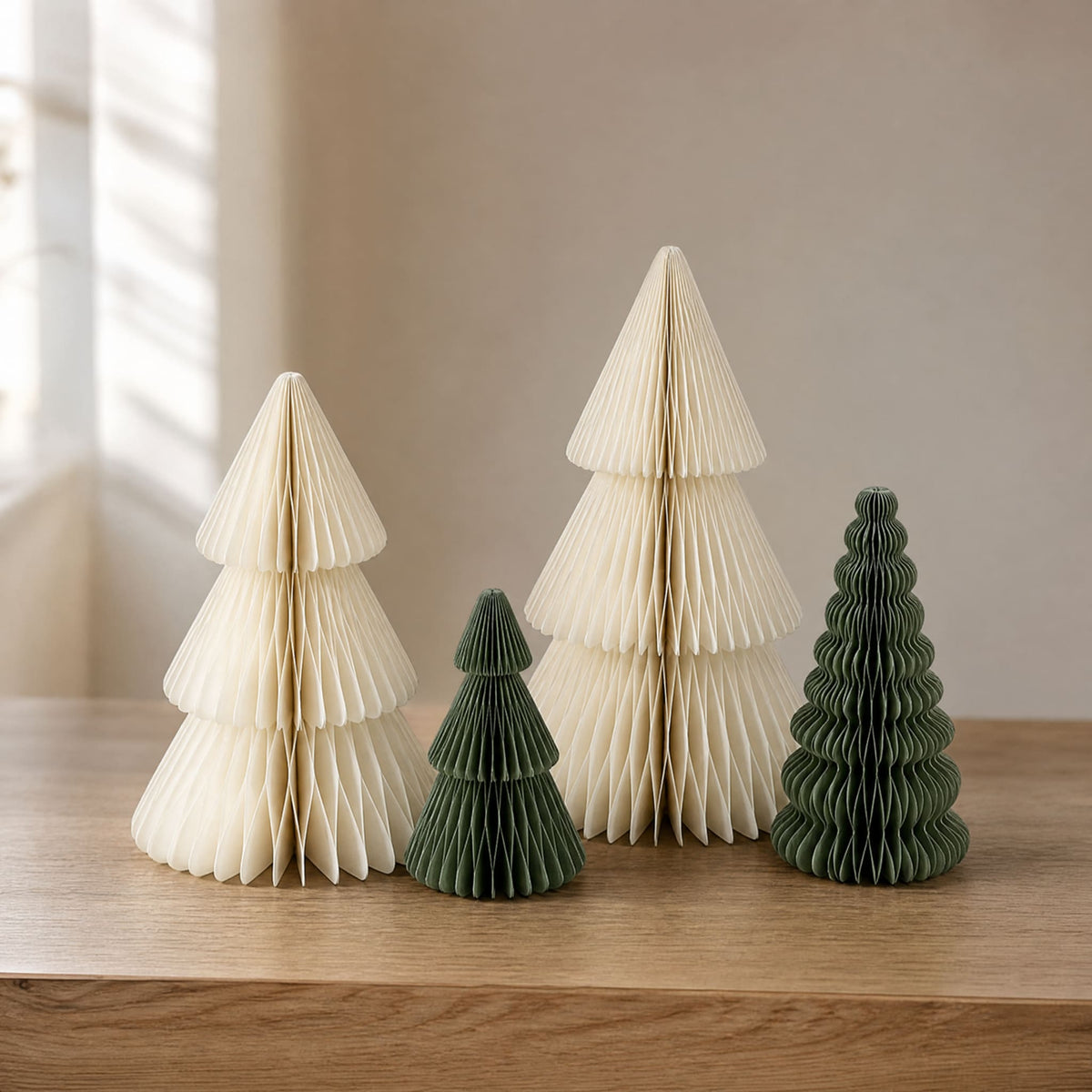3D Honeycomb Paper Christmas Trees — Foldable Table Decor Set 11