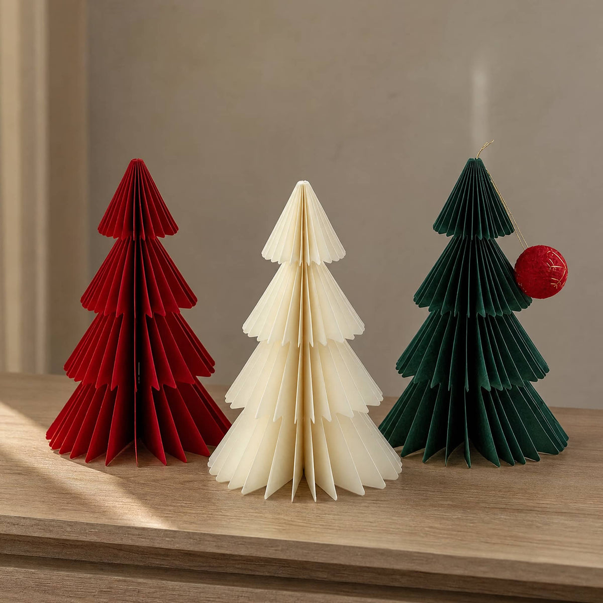 3D Honeycomb Paper Christmas Trees — Foldable Table Decor Set 13