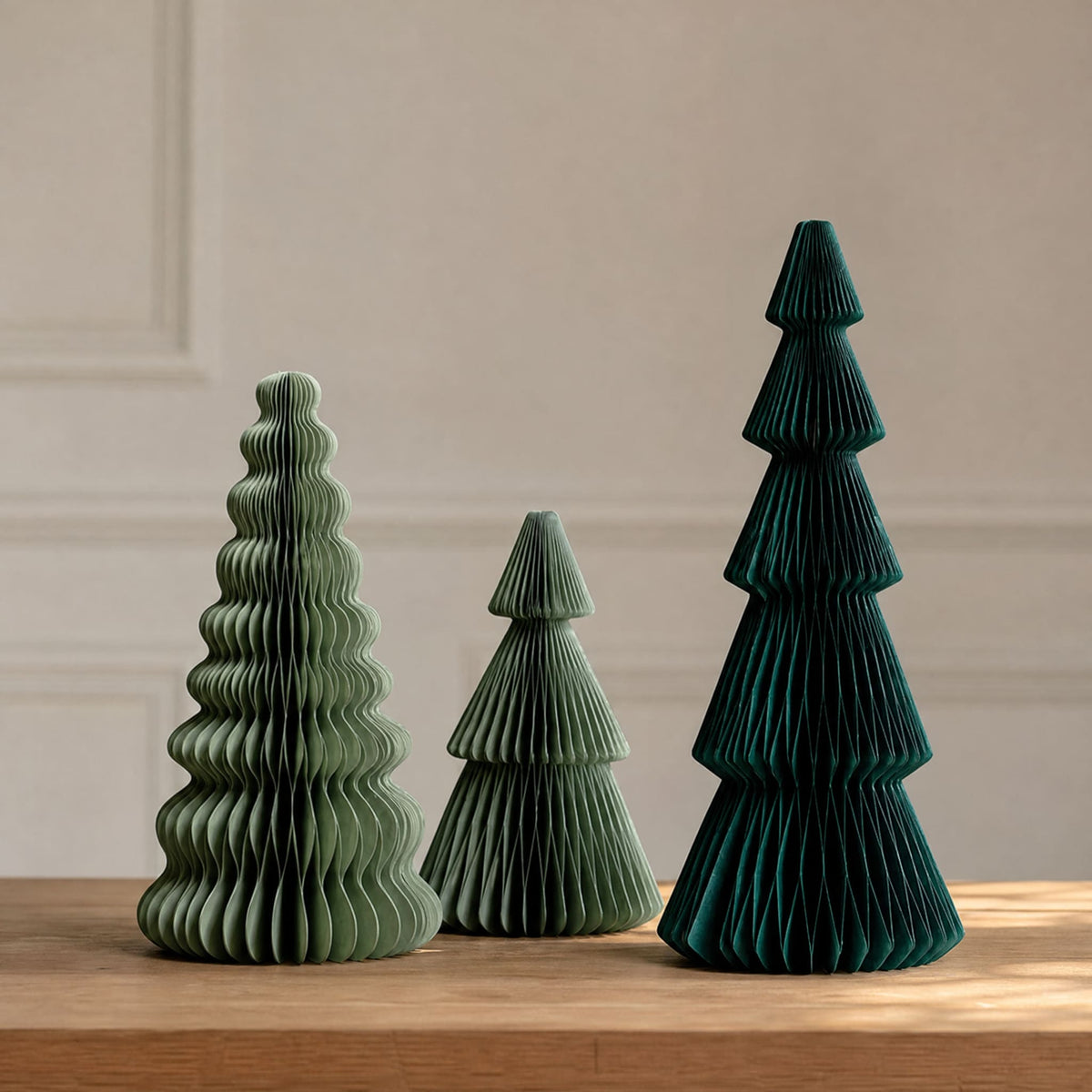 3D Honeycomb Paper Christmas Trees — Foldable Table Decor Set 14