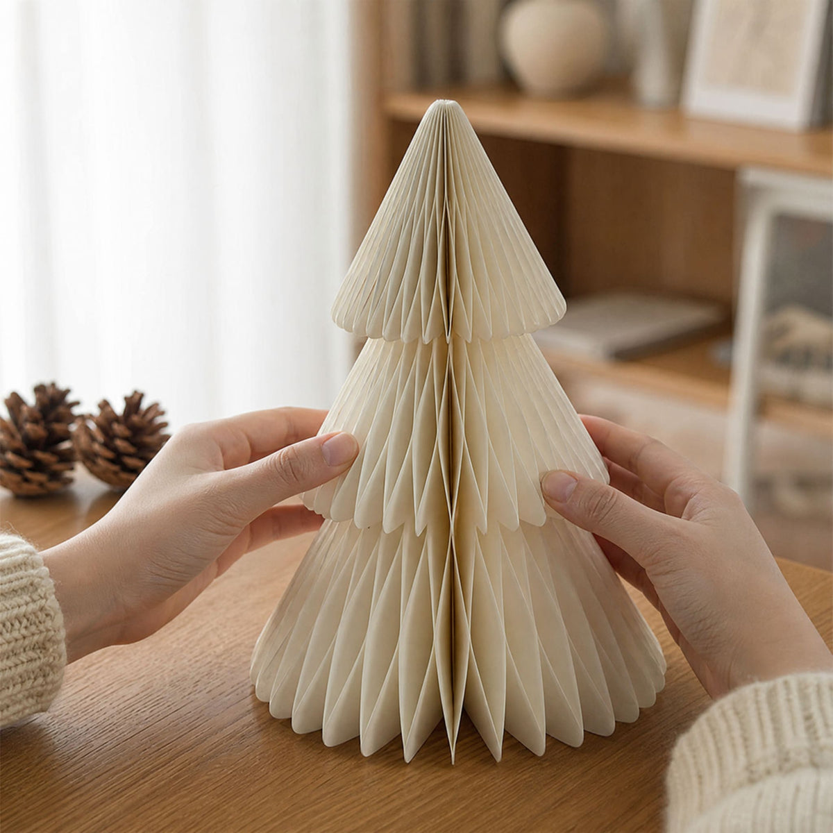 3D Honeycomb Paper Christmas Trees — Foldable Table Decor Set 2