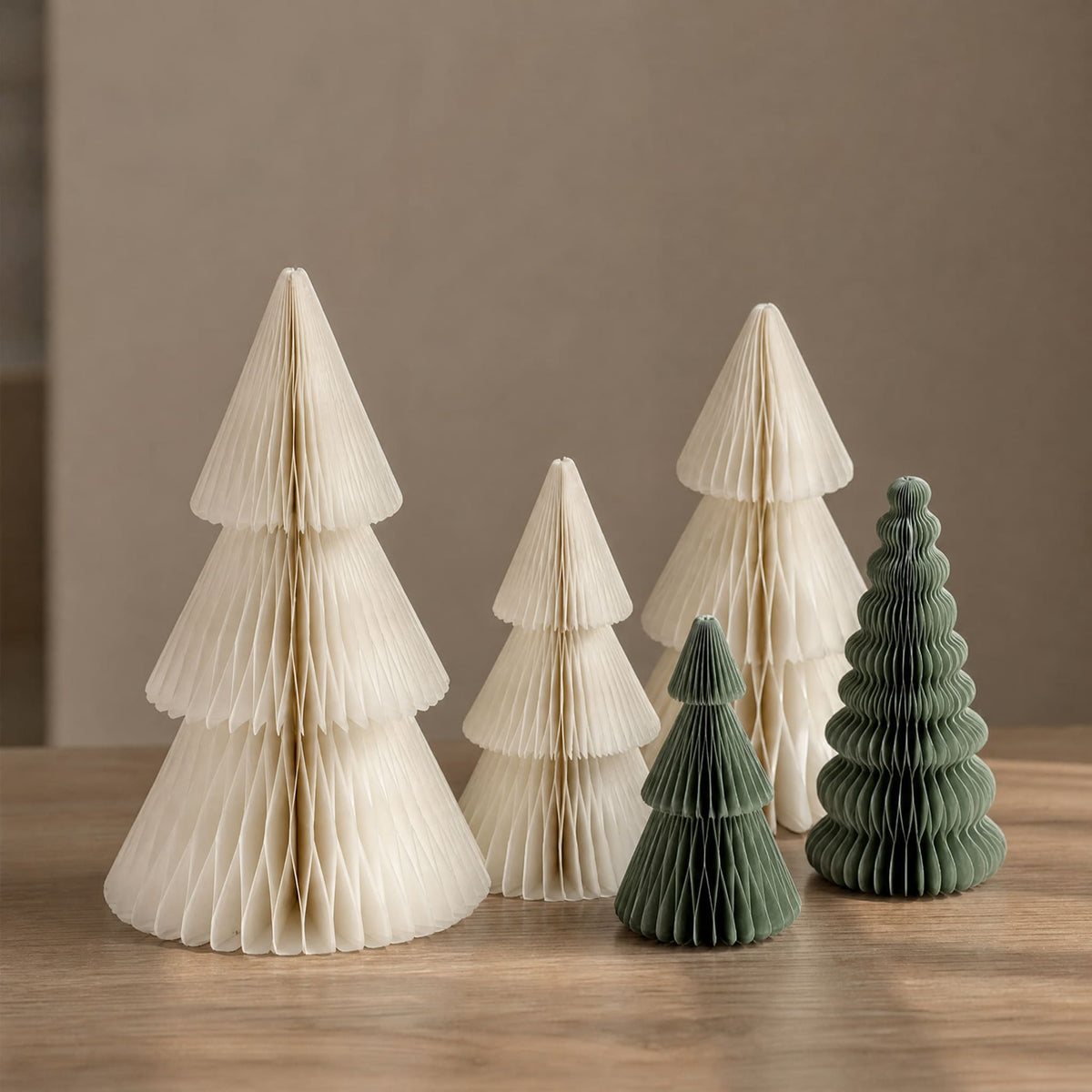 3D Honeycomb Paper Christmas Trees — Foldable Table Decor Set 8