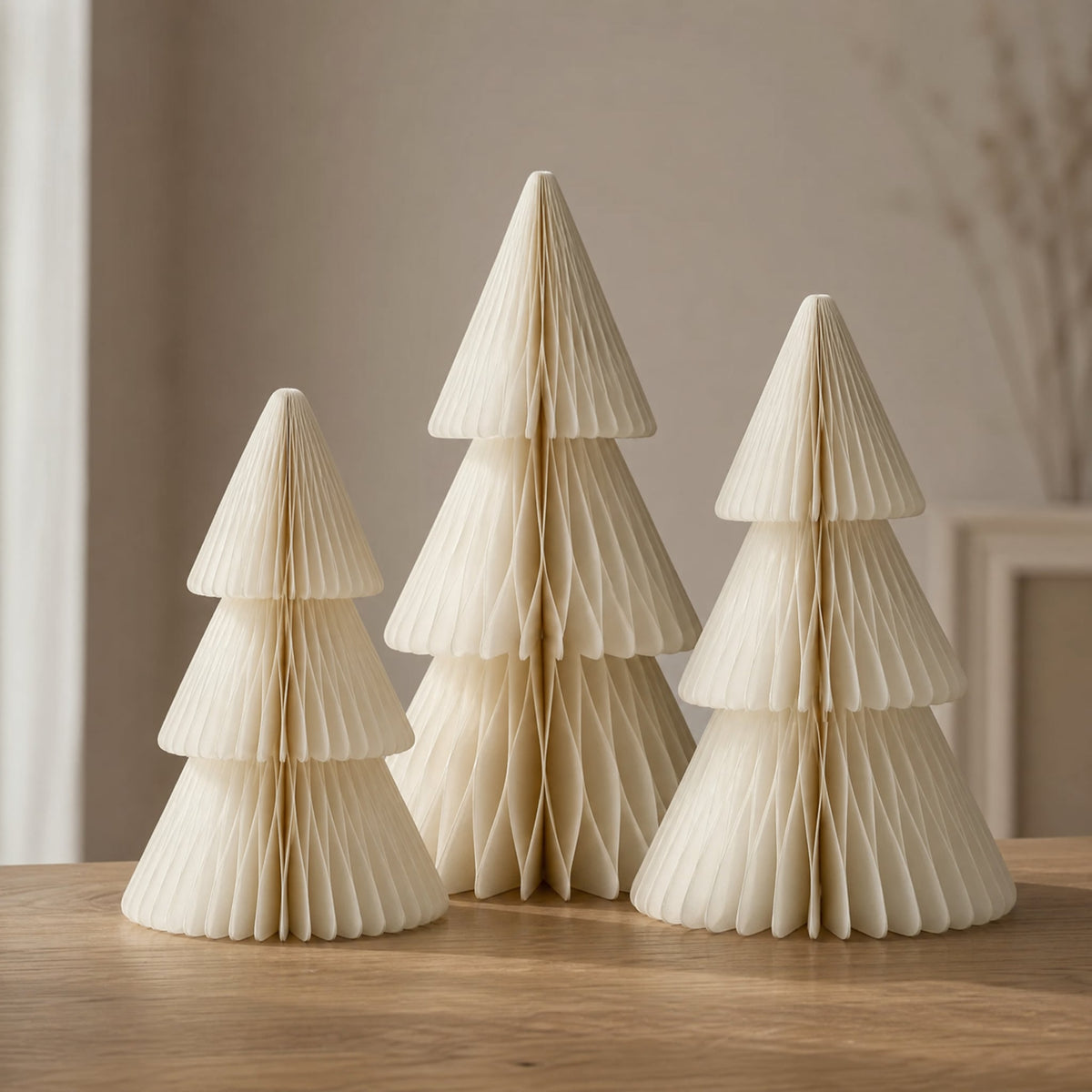 3D Honeycomb Paper Christmas Trees — Foldable Table Decor Set 9