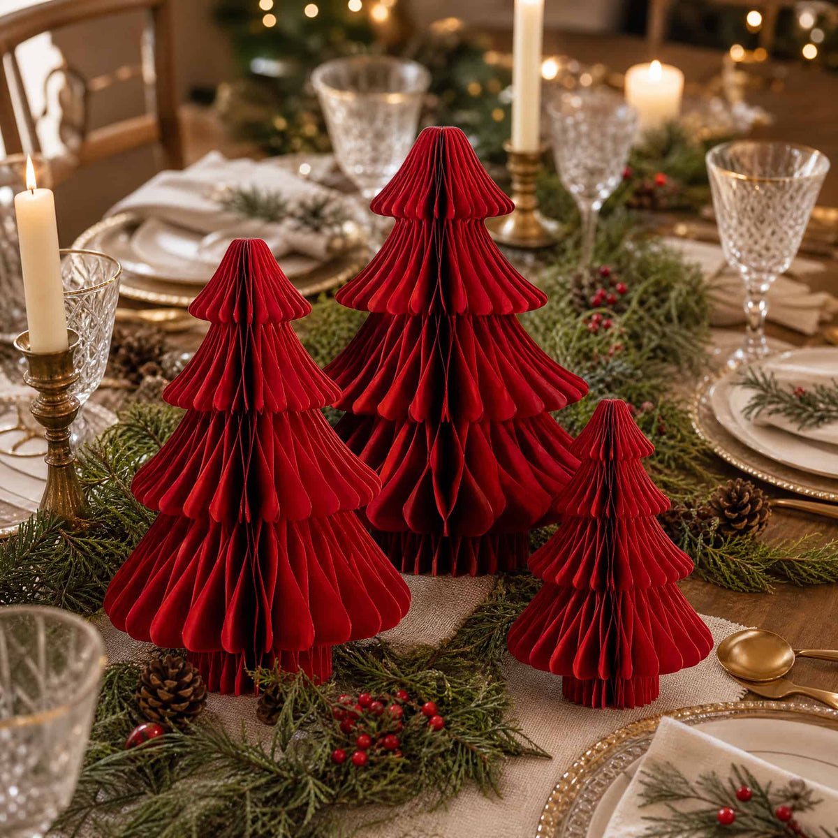 3D Honeycomb Paper Christmas Tree — Foldable Table Decor 3