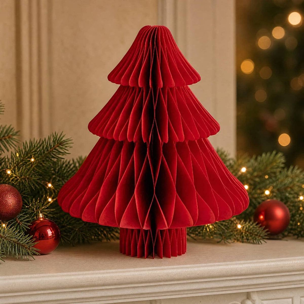 3D Honeycomb Paper Christmas Tree — Foldable Table Decor 4