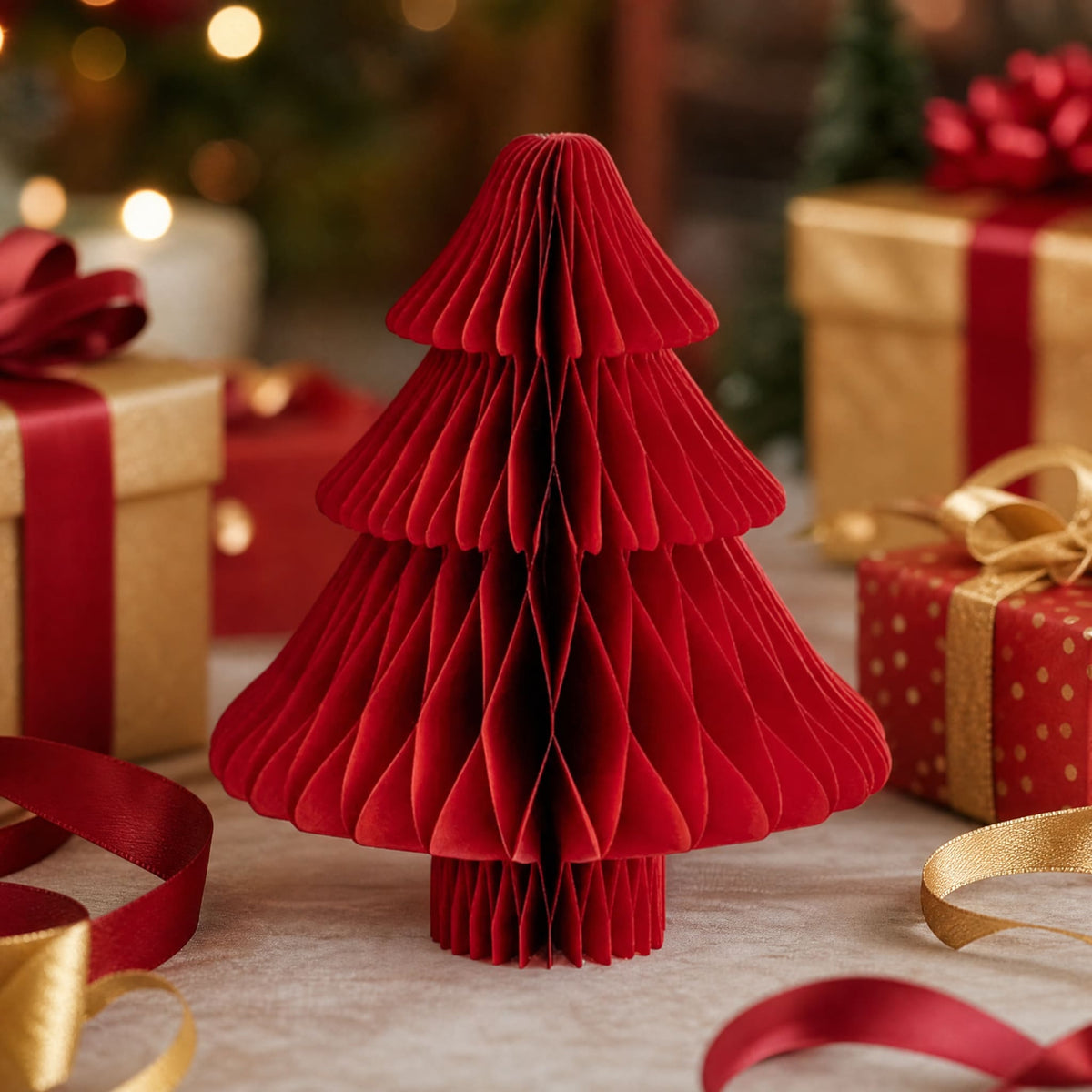 3D Honeycomb Paper Christmas Tree — Foldable Table Decor 5