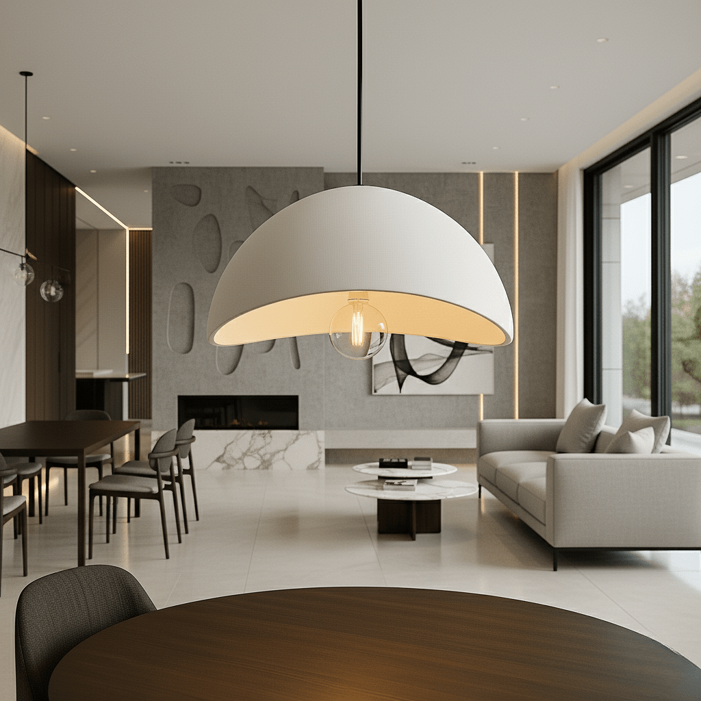 Dimmable Pendant Light — Warm Glow Metal & Glass Shade 6