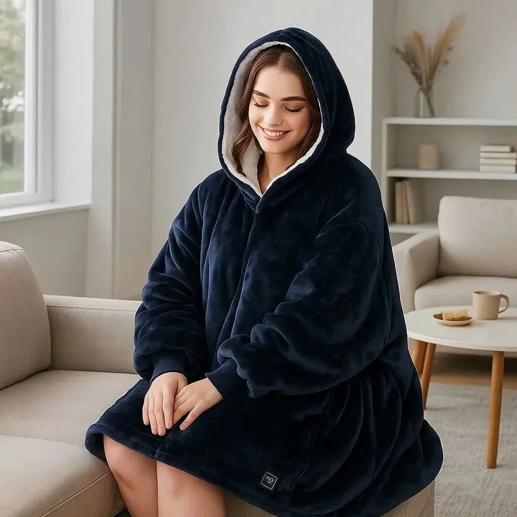 USB Heated Wearable Blanket Hoodie — One Size Flannel 21