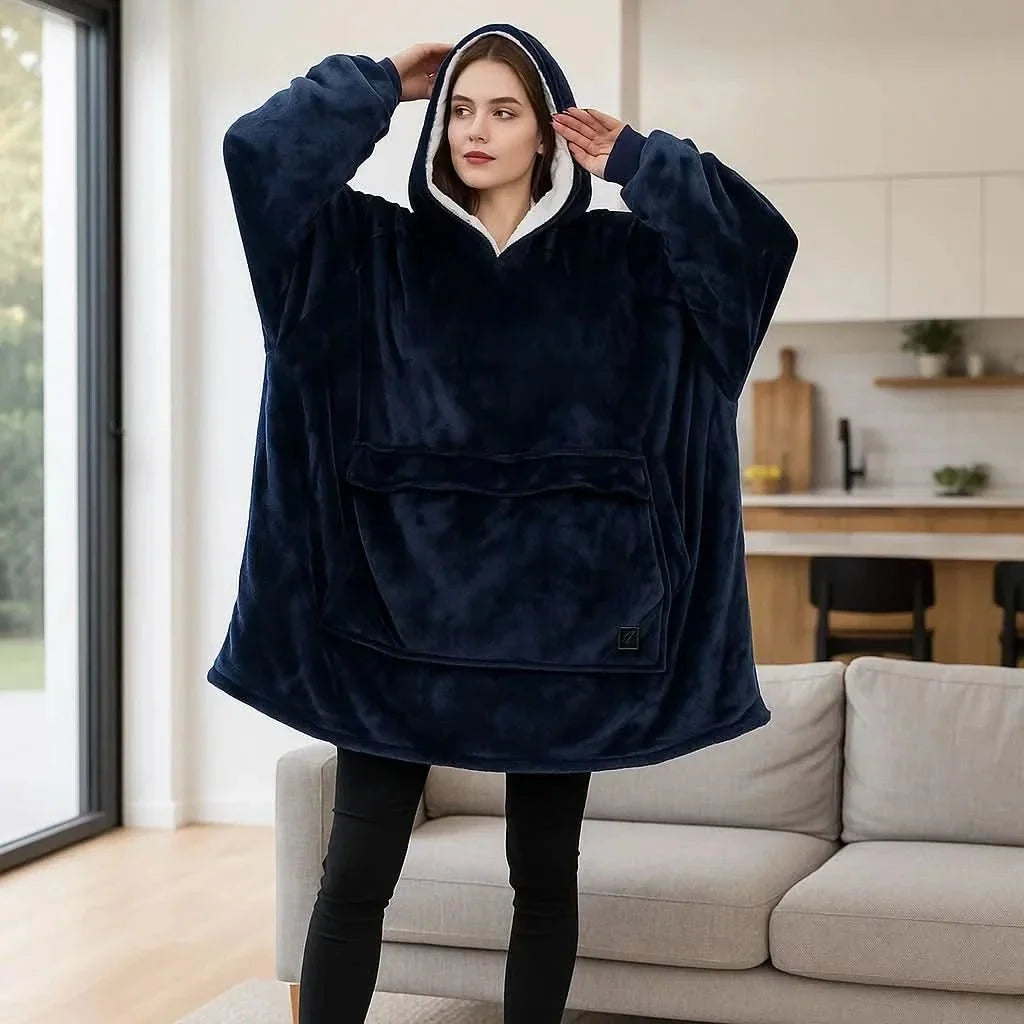 USB Heated Wearable Blanket Hoodie — One Size Flannel 23