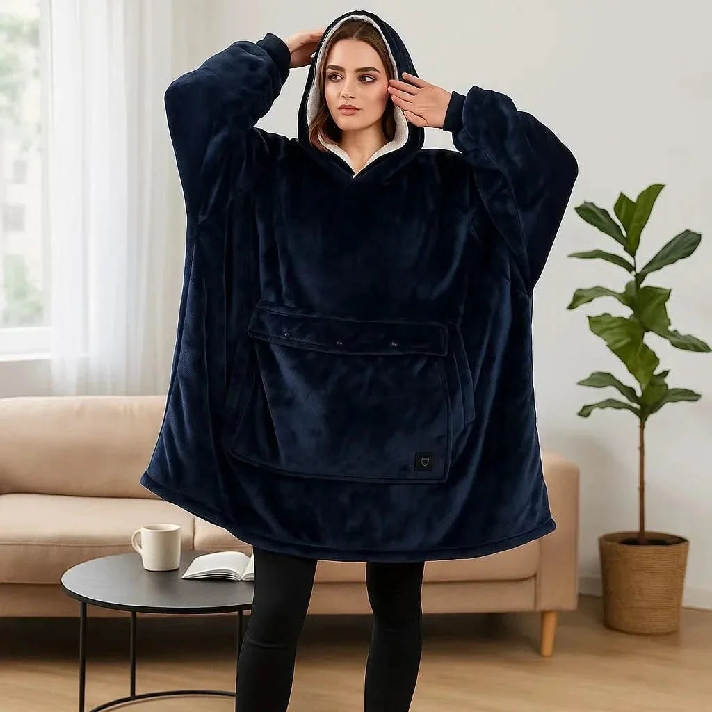 USB Heated Wearable Blanket Hoodie — One Size Flannel 24