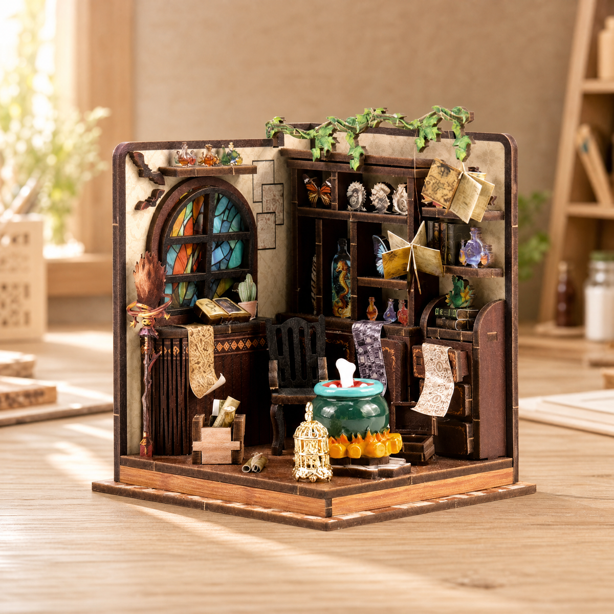 Dollhouse DIY Kit with LED Lights — Miniature Assembly Set 11