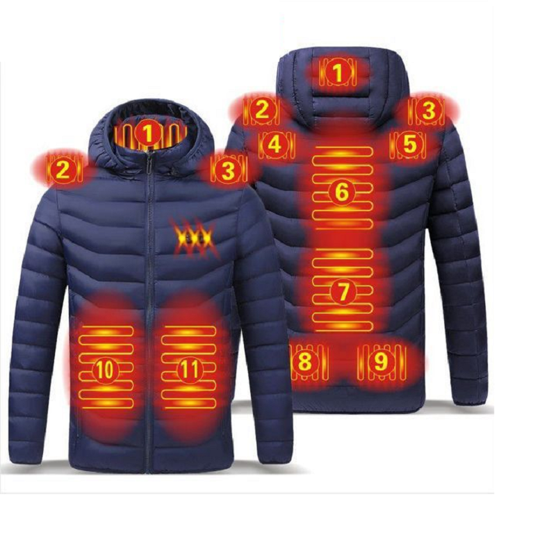 Electric 11-Zone Heated Hoodie Jacket — USB 3 Heat Settings 2