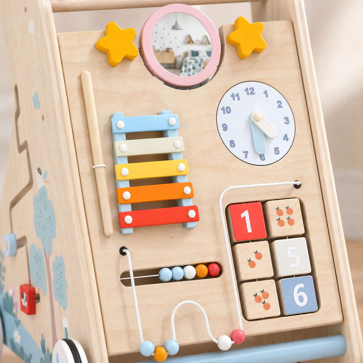 Wooden Baby Walker with Educational Activity Panel — Ages 1–3 5
