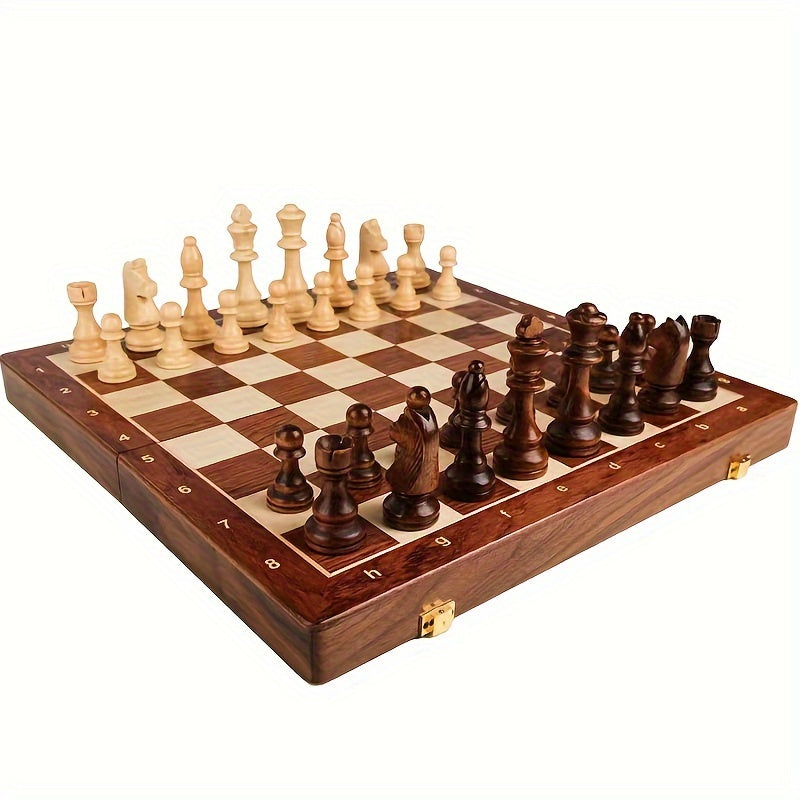 Folding Walnut Chess Set — Hand-Carved Weighted Pieces 2