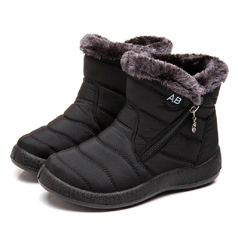 Women's Waterproof Plush Winter Boots — Warm Fleece Lined 1
