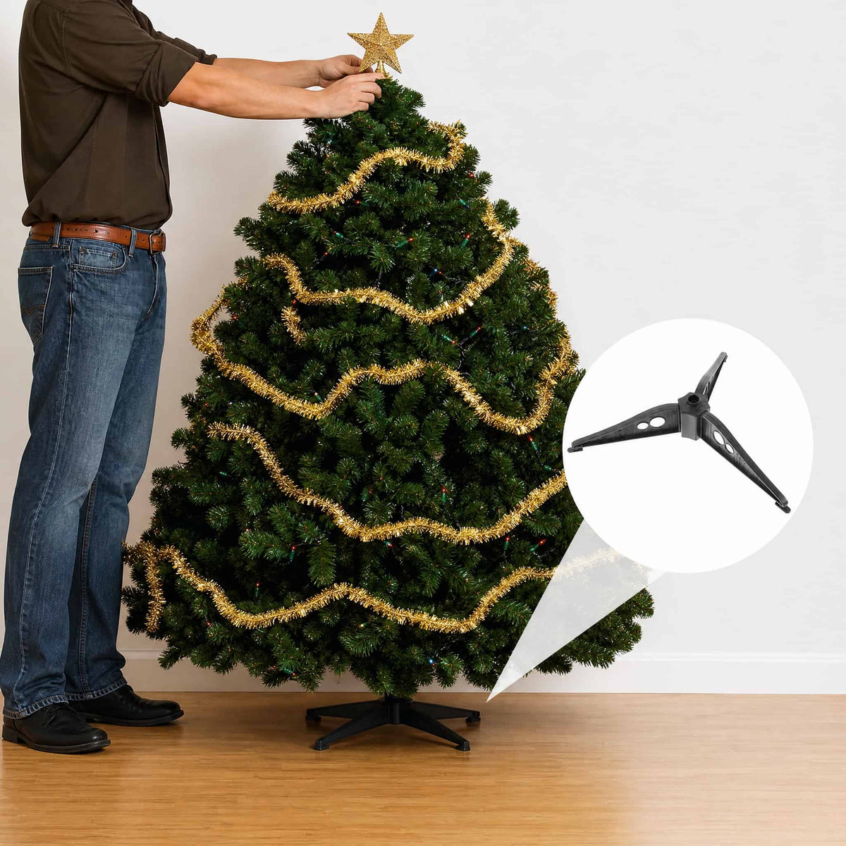 Plastic Tripod Christmas Tree Stand — 2 Sizes, Black 5
