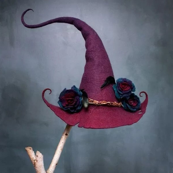 Halloween Felt Witch Hat — Handmade Merino Wool, One Size 5