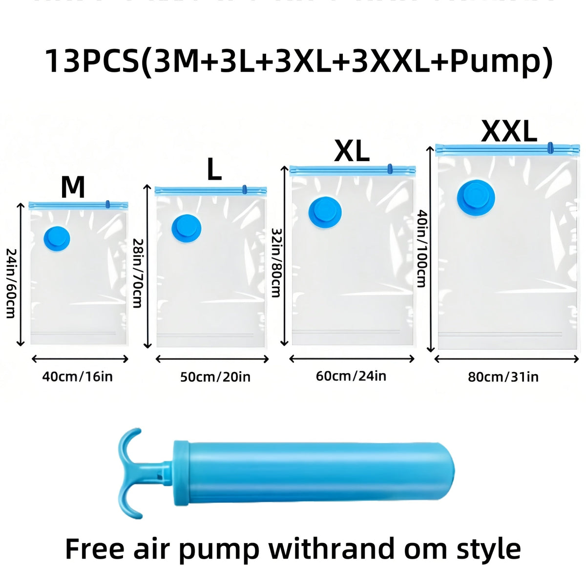 Extra Large Vacuum Storage Bags — Reusable Space-Saving Set 14