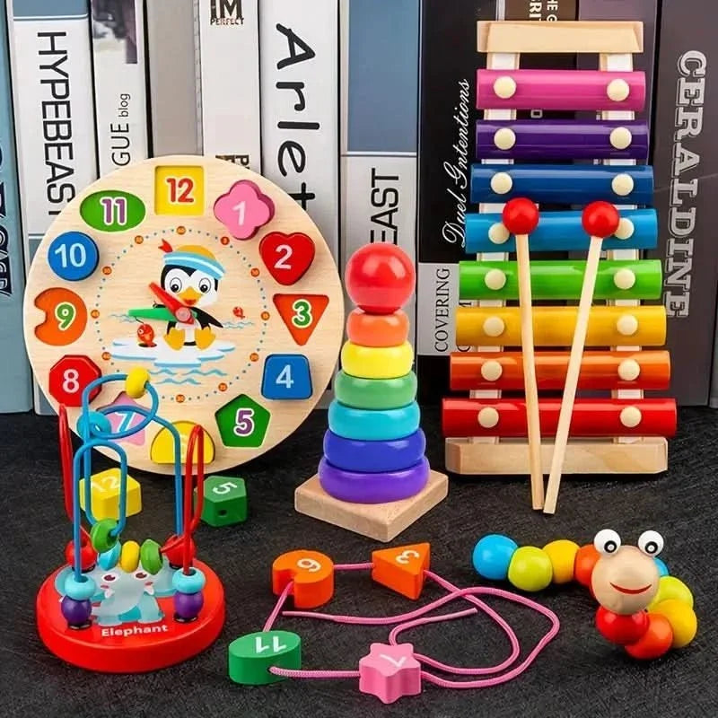 Montessori Toys 5-in-1 Wooden Set — Baby from 6 Months 2