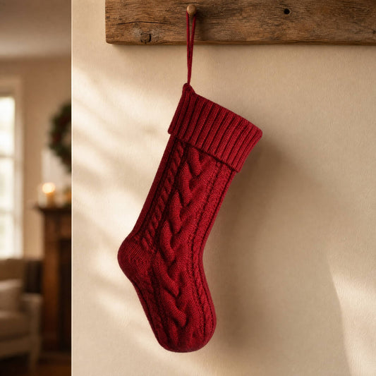 Large Cable-Knit Christmas Stocking 46 cm — Festive Decor 1